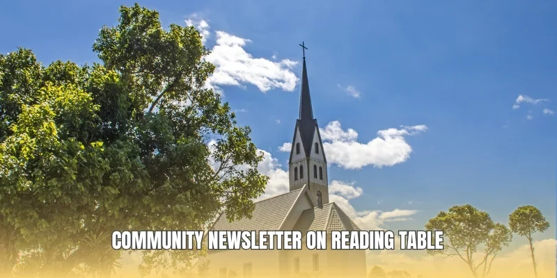 Community newsletter on reading table