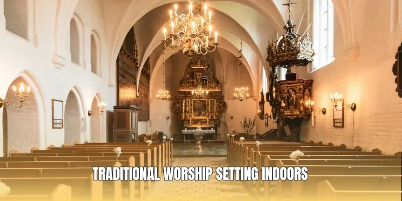 Traditional worship setting indoors