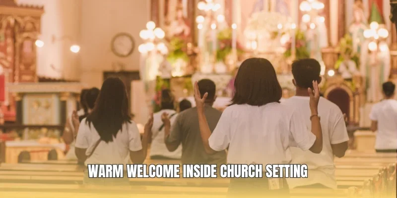 Warm welcome inside church setting